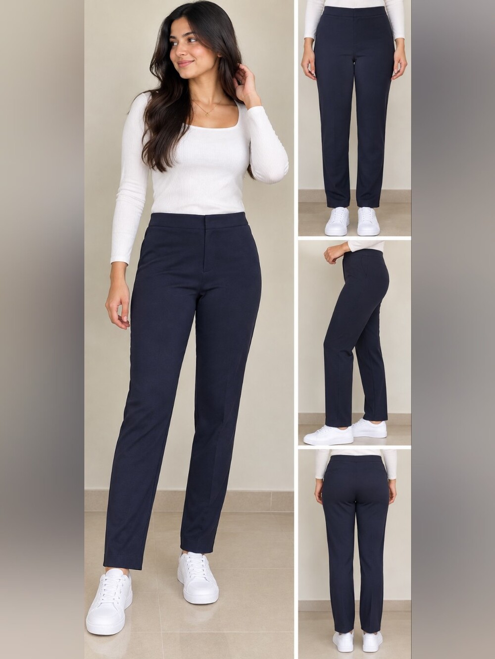Jules & Leopold Navy Pontr Straight-Leg Pants